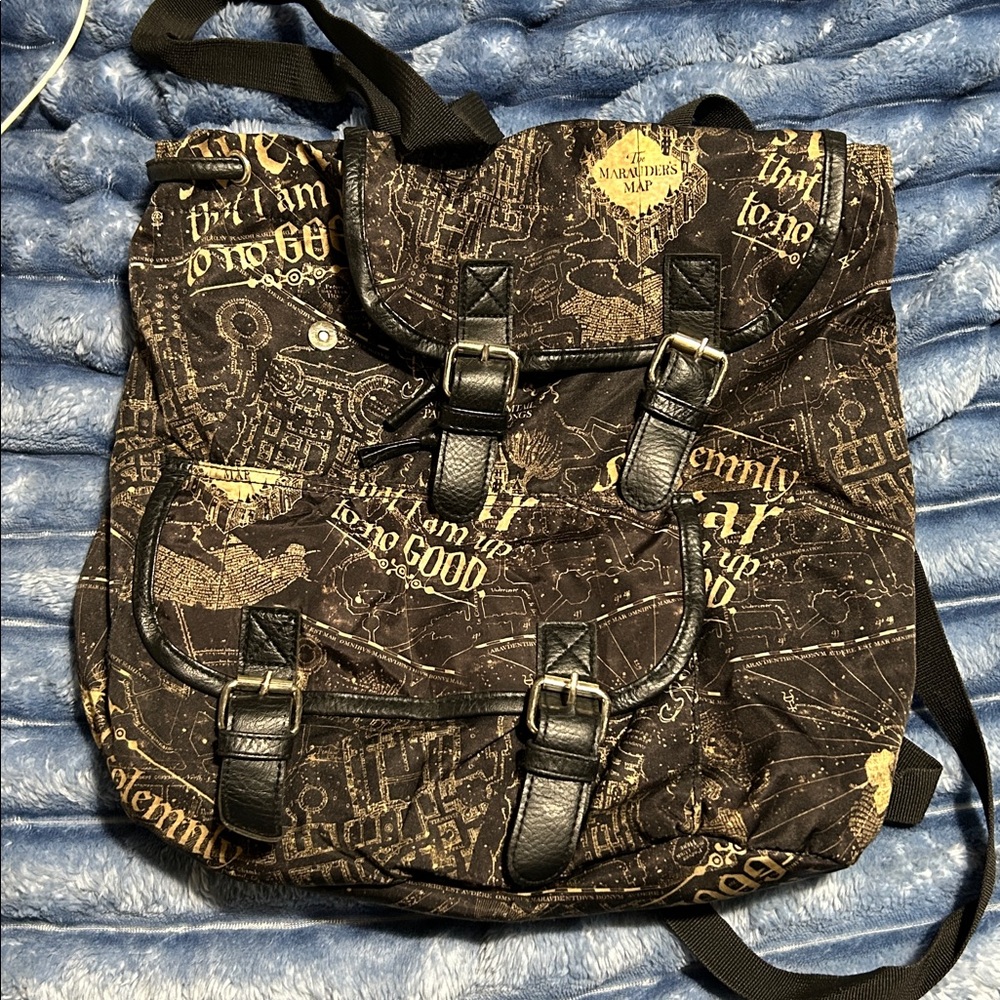 Harry Potter Slouch Backpack. I Swear that I am Up to No Good The Marauder’s Map